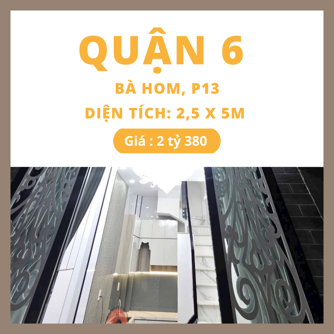 Bán nhà mới xây tại hẻm 208 Bà Hom, Phường 13, Quận 6 – Gần chợ Phú Lâm, giá tốt cho khách hàng thiện chí